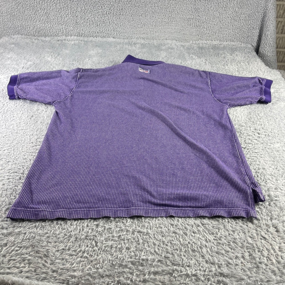 Pro Line NFL Minnesota Vikings Purple Striped Polo Shirt Logo Athletic Mens L - Picture 10 of 12